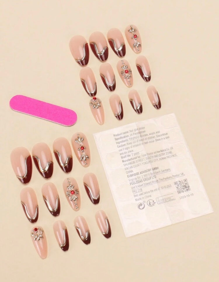 Uñas ROJO PIEDRAS ✨