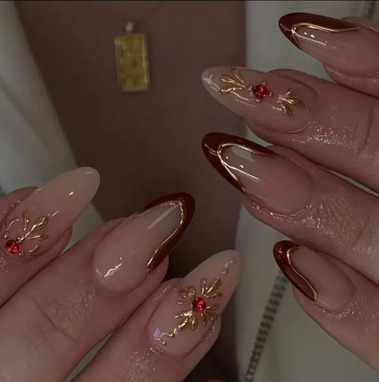 Uñas ROJO PIEDRAS ✨